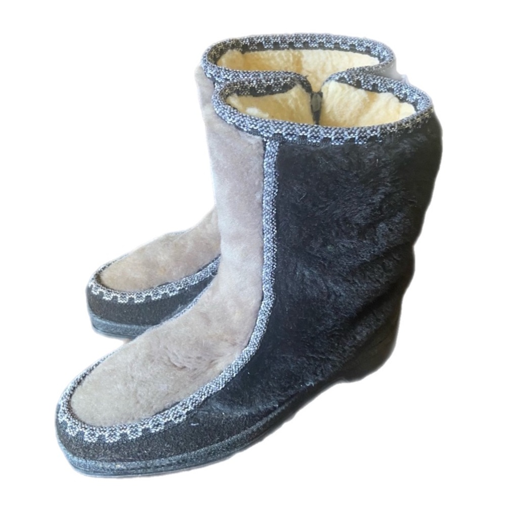 Vintage Black and Gray Winter Boots